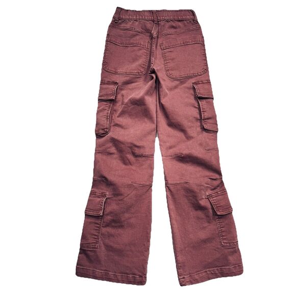 Love Trends Cargo Pants 3 (24x28.5) Weathered Purple Burgundy Stretch Juniors - Picture 2 of 7